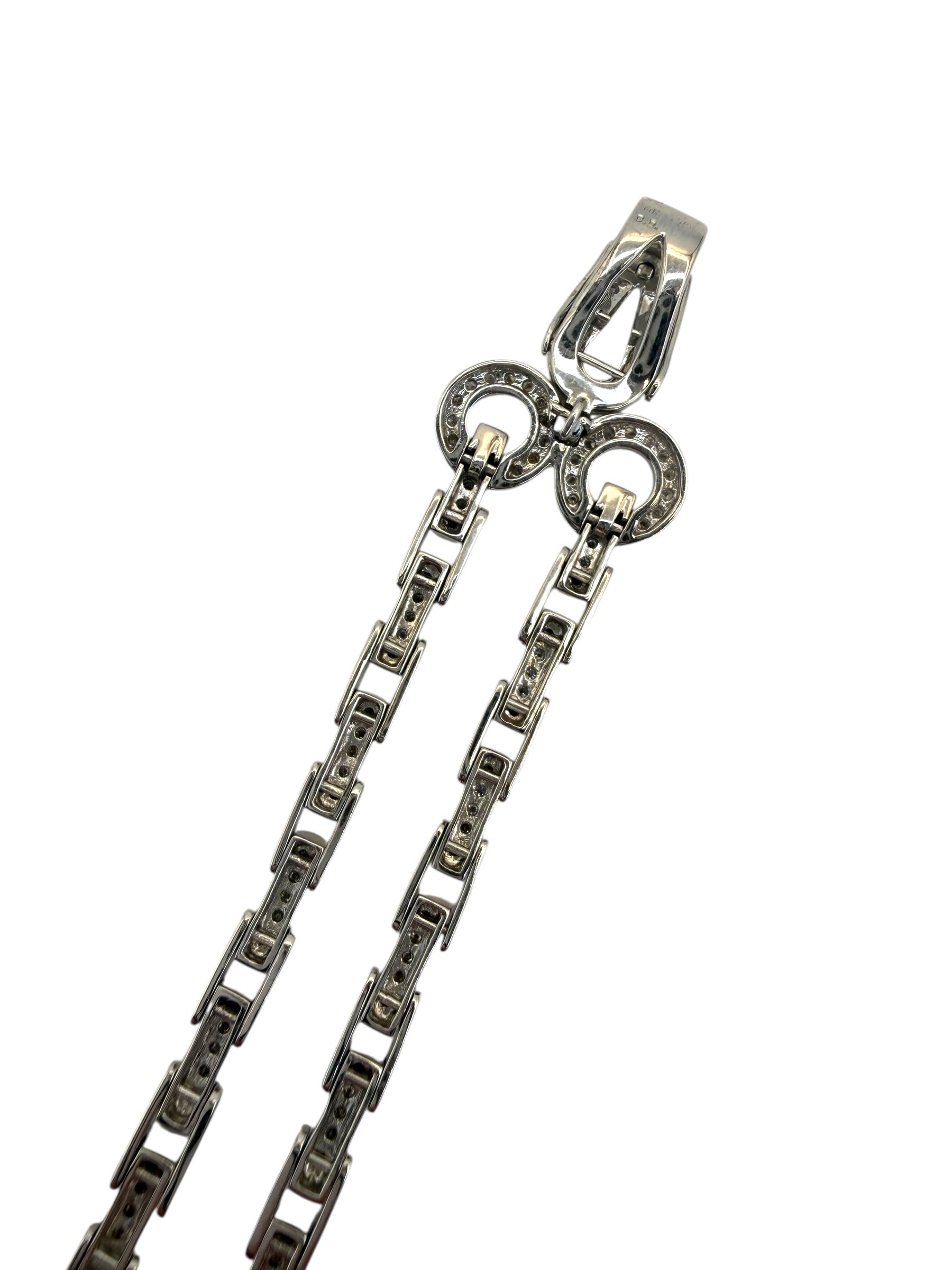 14k Diamond Bar Chain Link Bracelet Hook & Eye Closure
