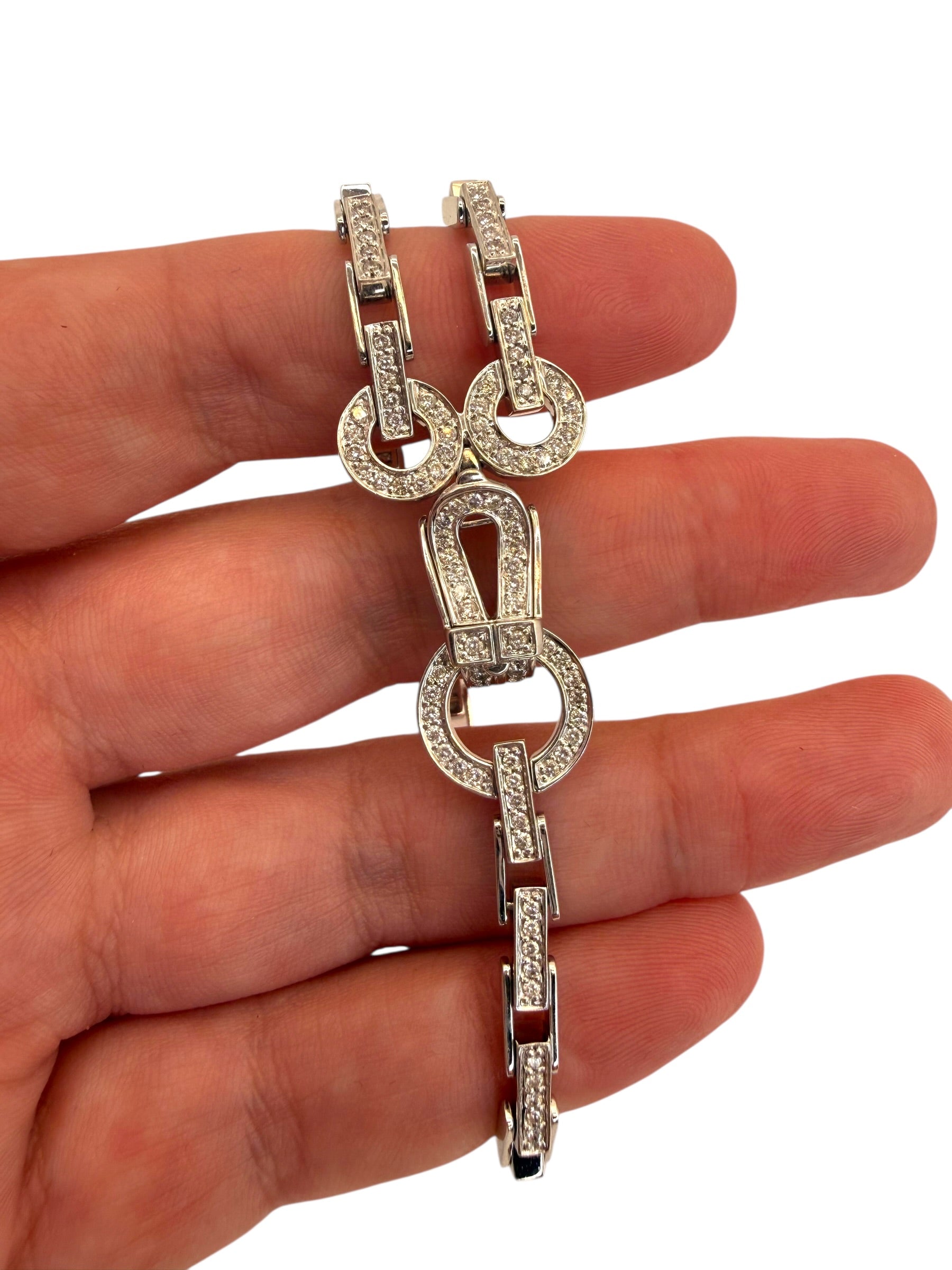 14k Diamond Bar Chain Link Bracelet Hook & Eye Closure