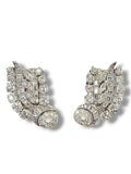 Platinum Mid Century Diamond Clip On Earrings