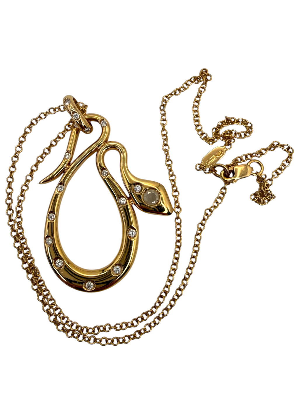 18k Snake Diamond Pendant Necklace
