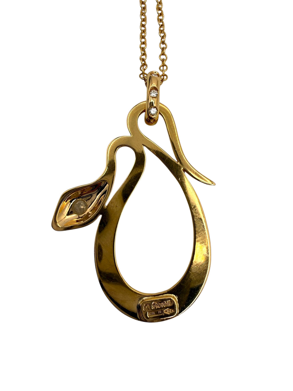 18k Snake Diamond Pendant Necklace