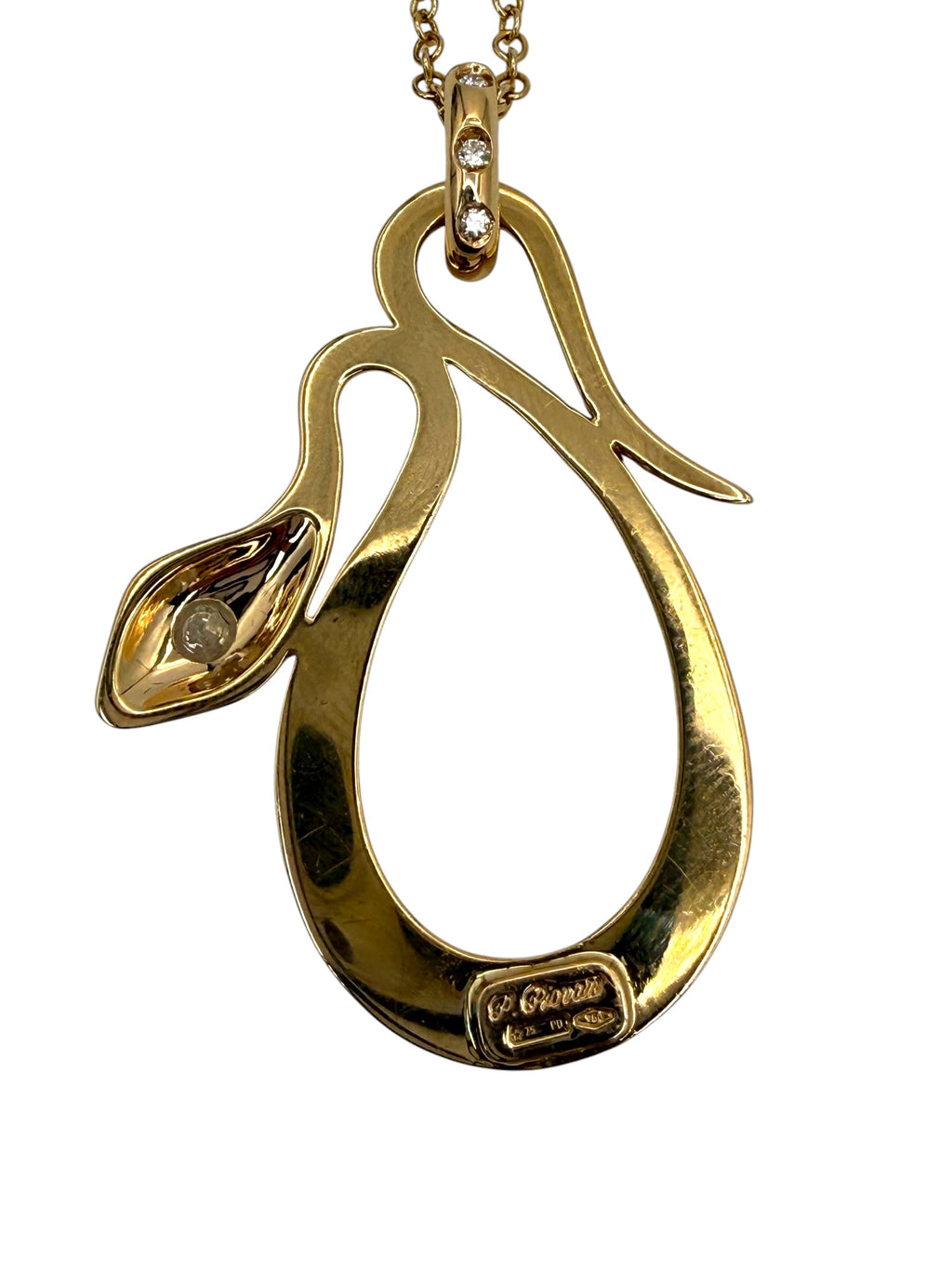 18k Snake Diamond Pendant Necklace