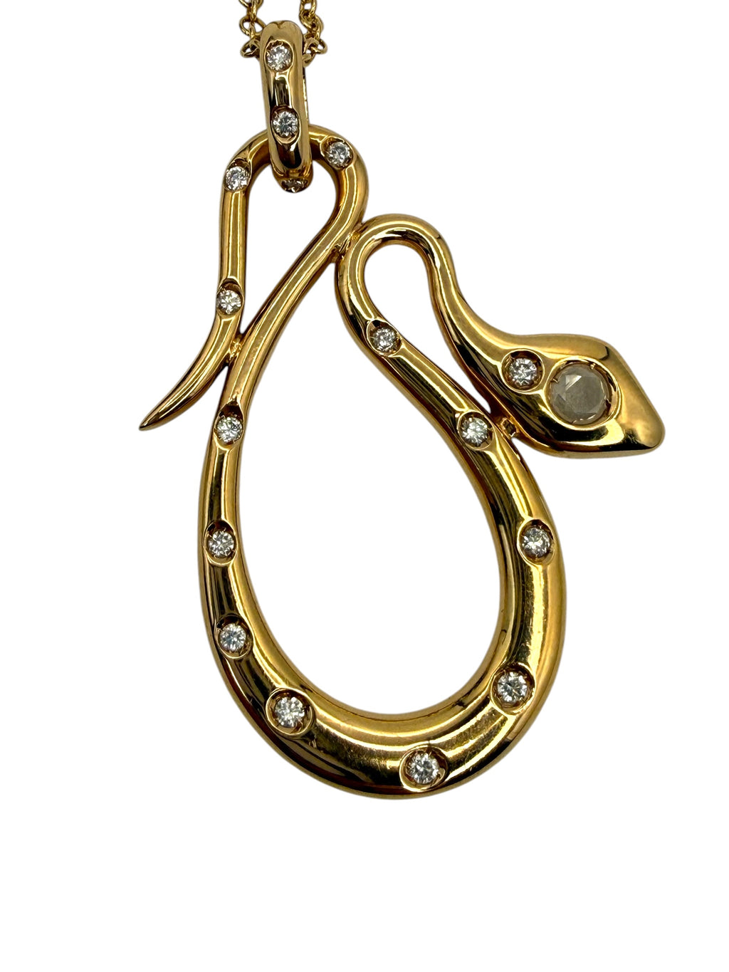 18k Snake Diamond Pendant Necklace