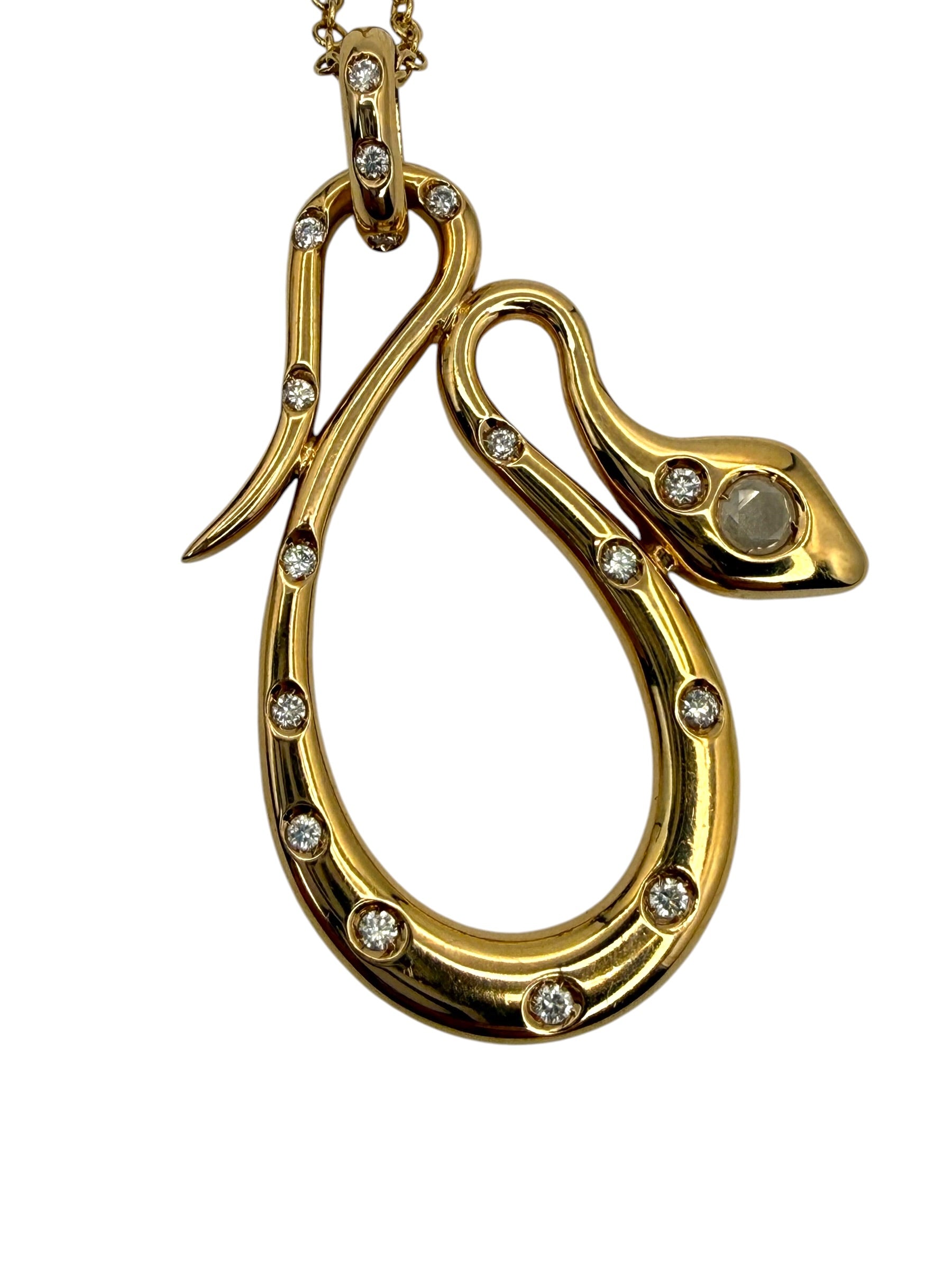 18k Snake Diamond Pendant Necklace