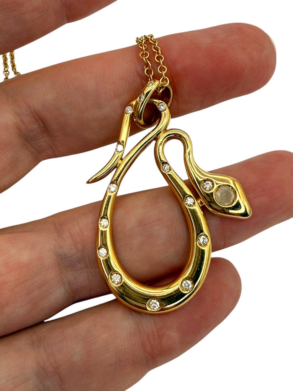 18k Snake Diamond Pendant Necklace
