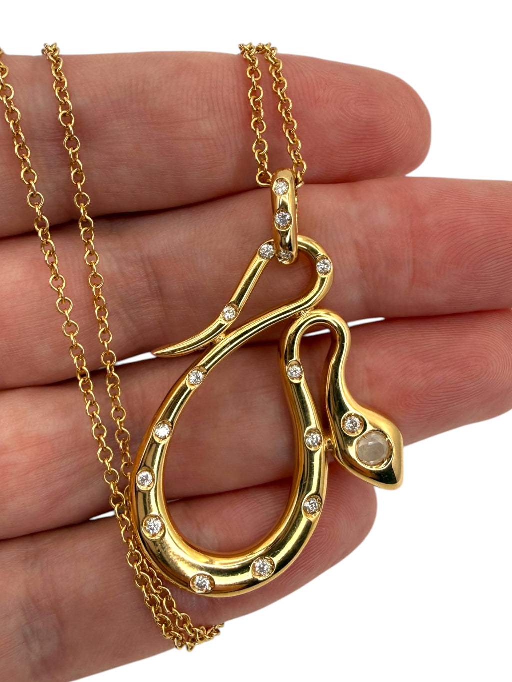 18k Snake Diamond Pendant Necklace