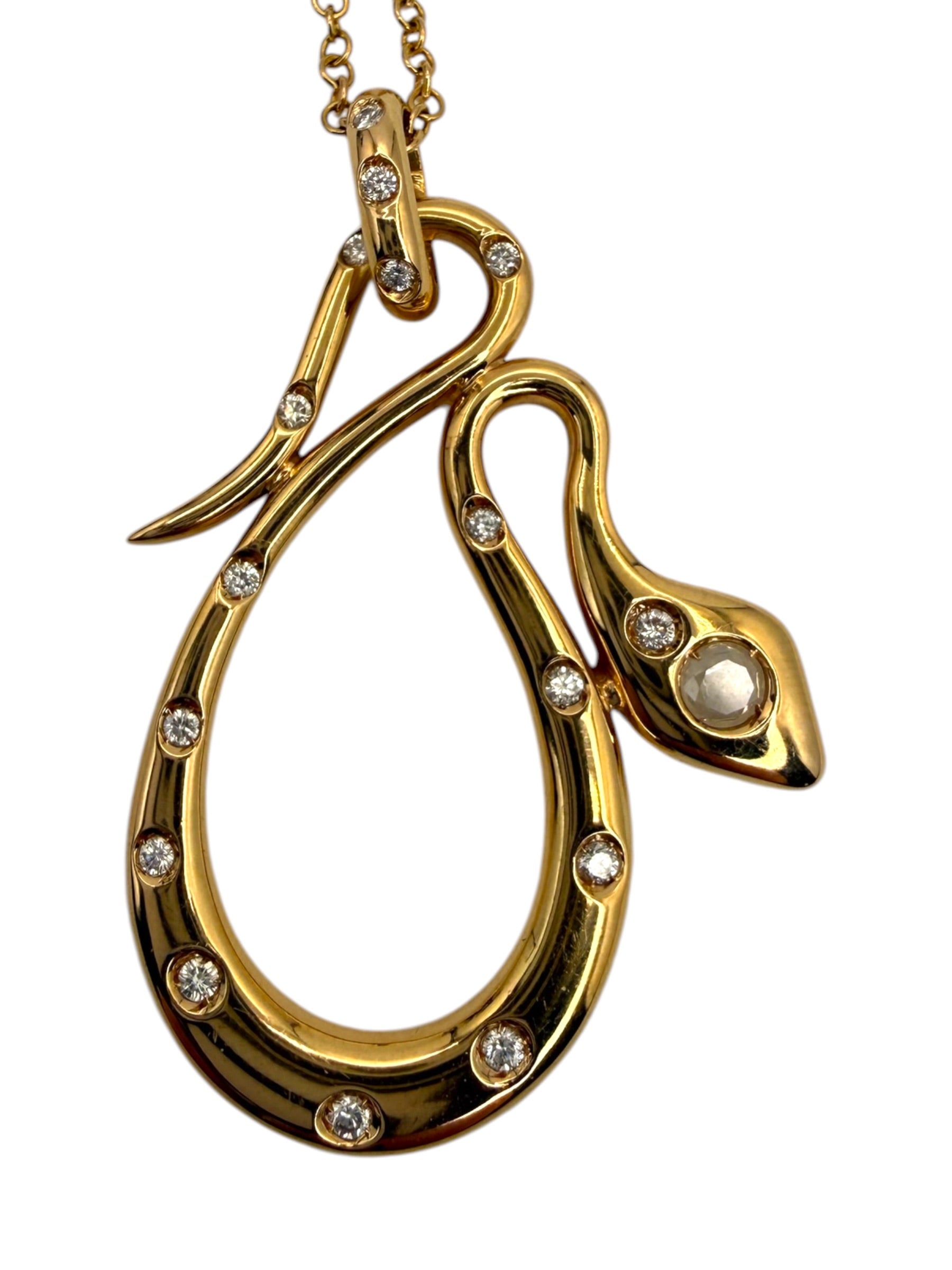 18k Snake Diamond Pendant Necklace