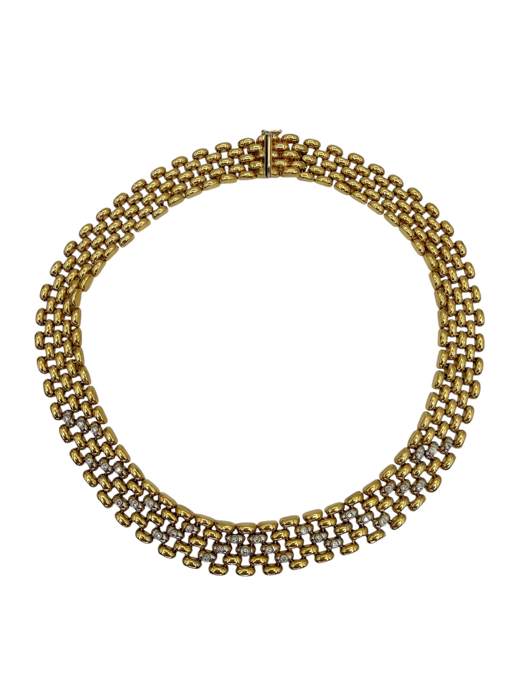 14k Diamond Panther Link Collar Necklace