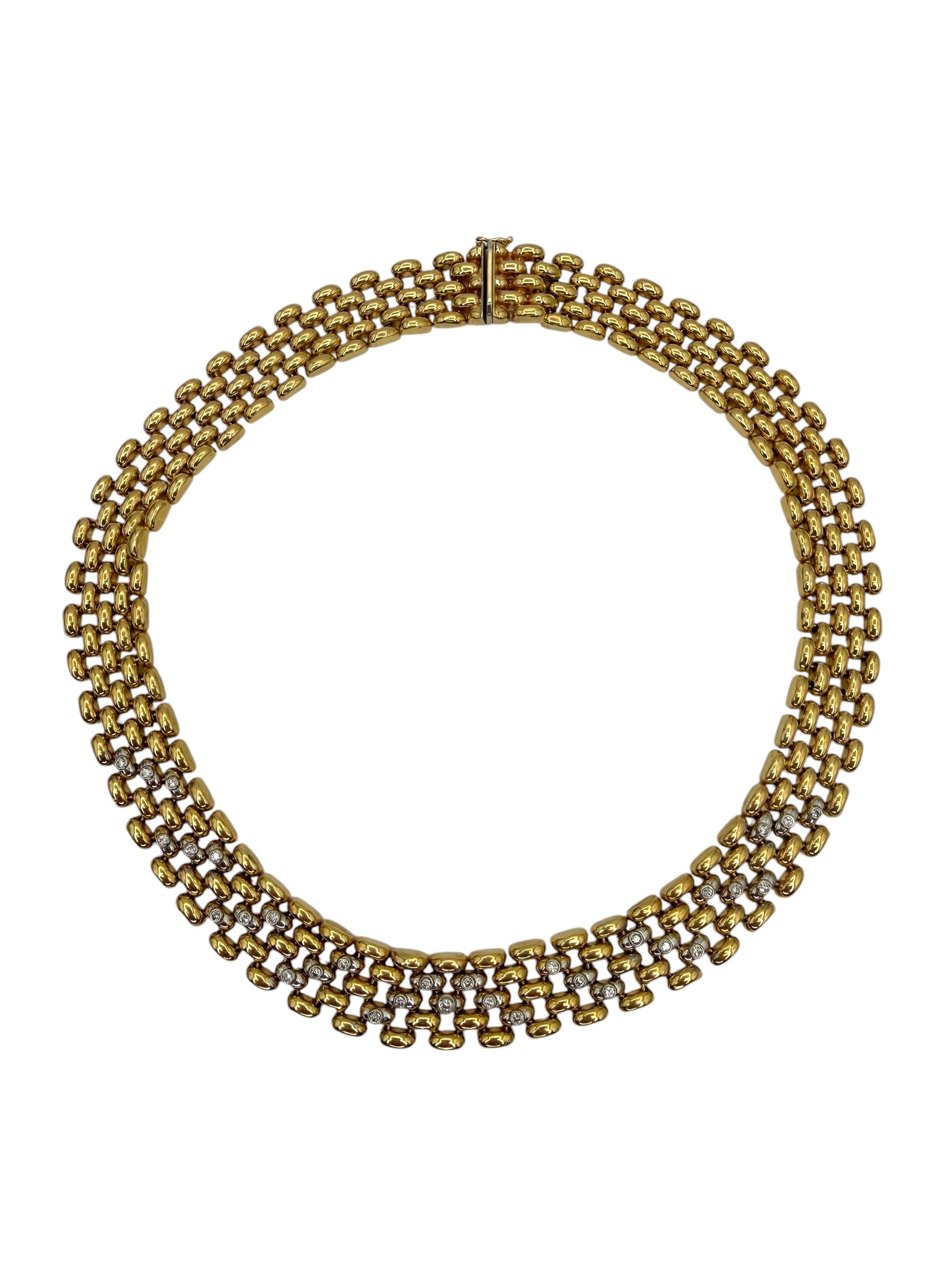 14k Diamond Panther Link Collar Necklace