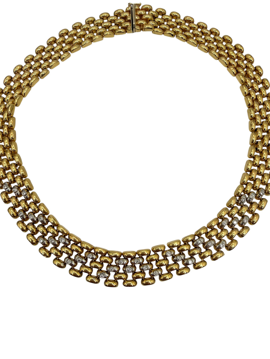 14k Diamond Panther Link Collar Necklace