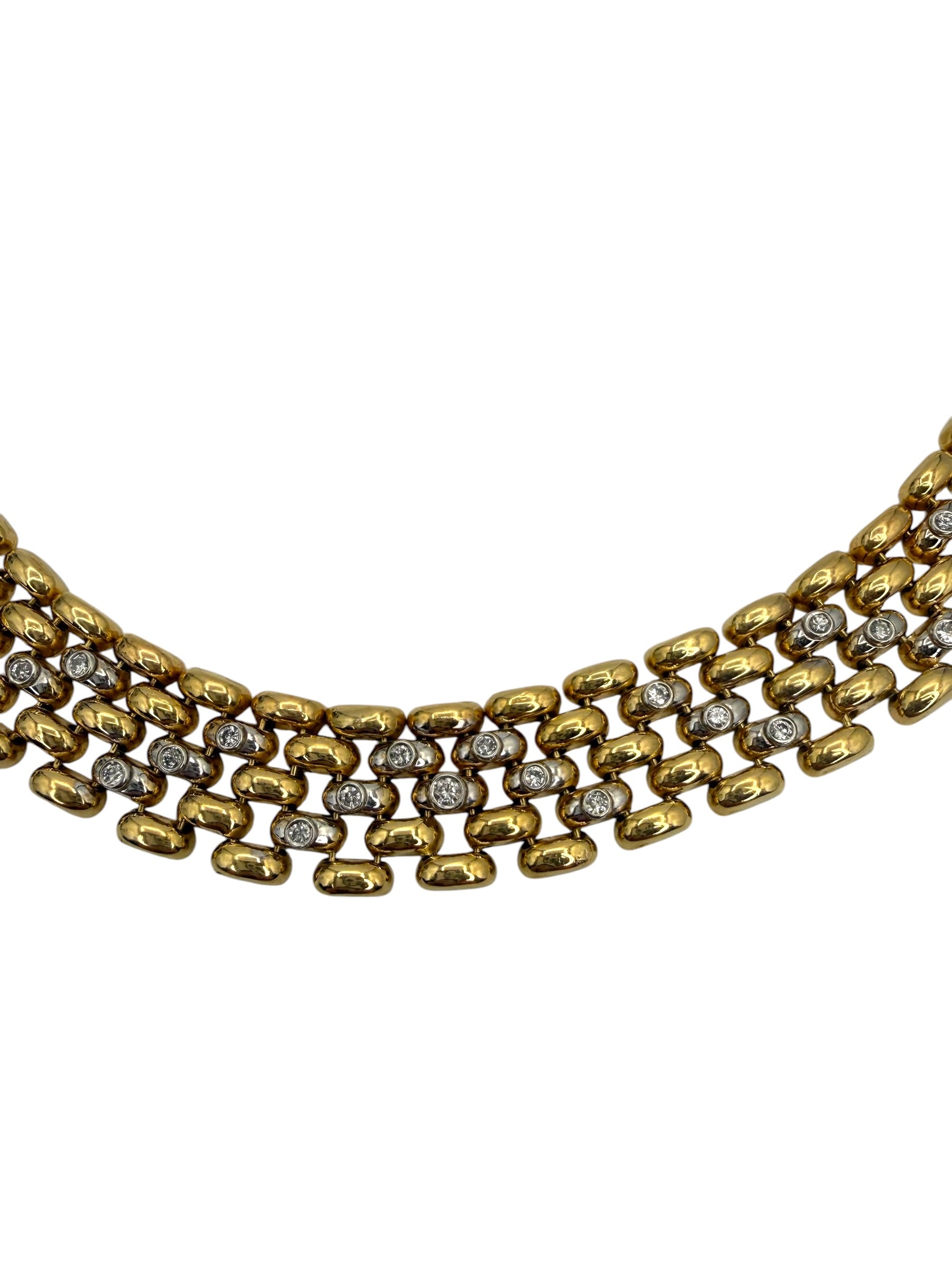 14k Diamond Panther Link Collar Necklace