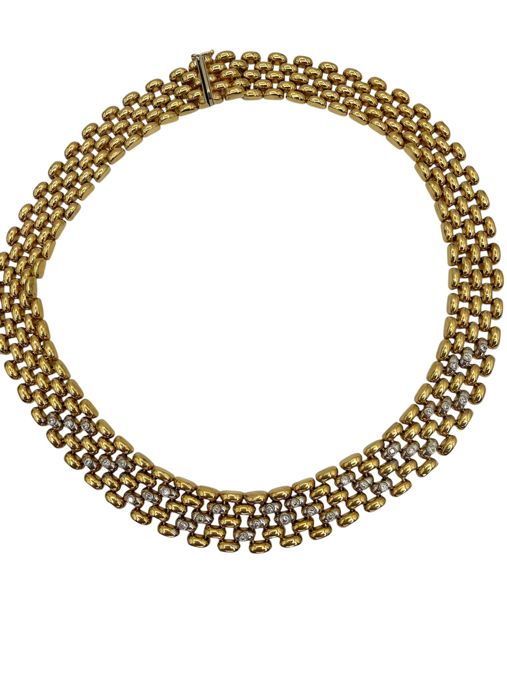 14k Diamond Panther Link Collar Necklace