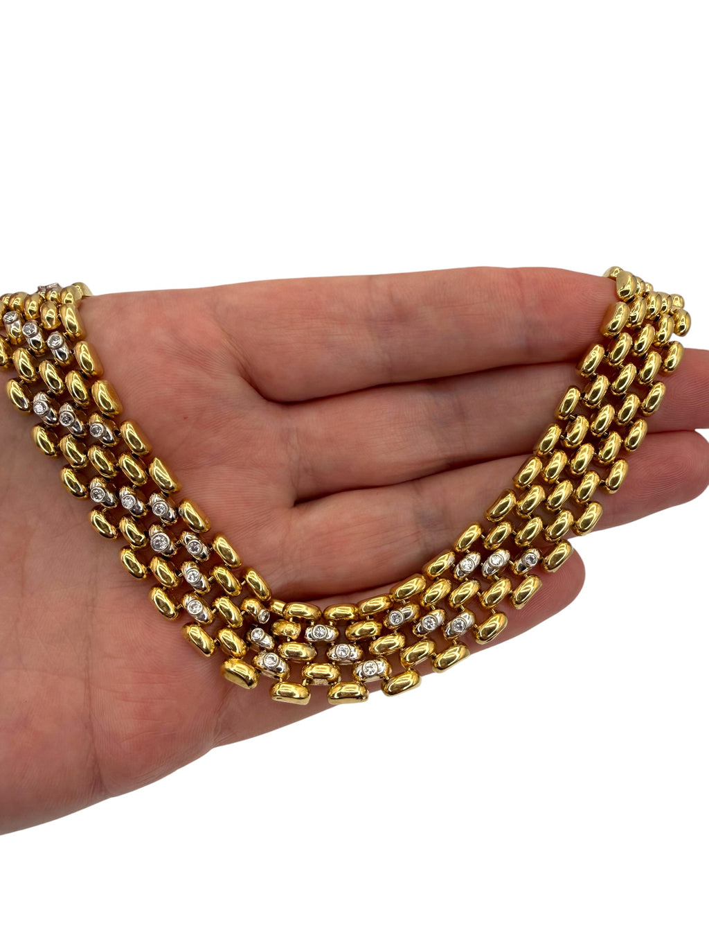 14k Diamond Panther Link Collar Necklace