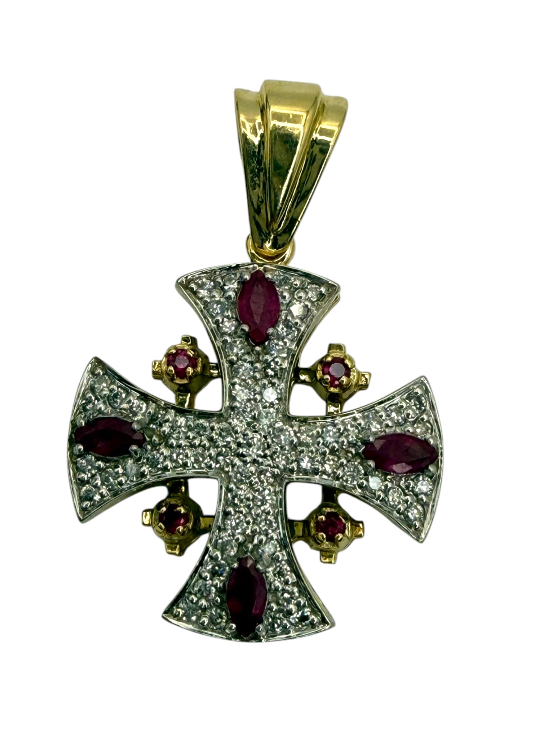 14k Diamond Ruby Cross