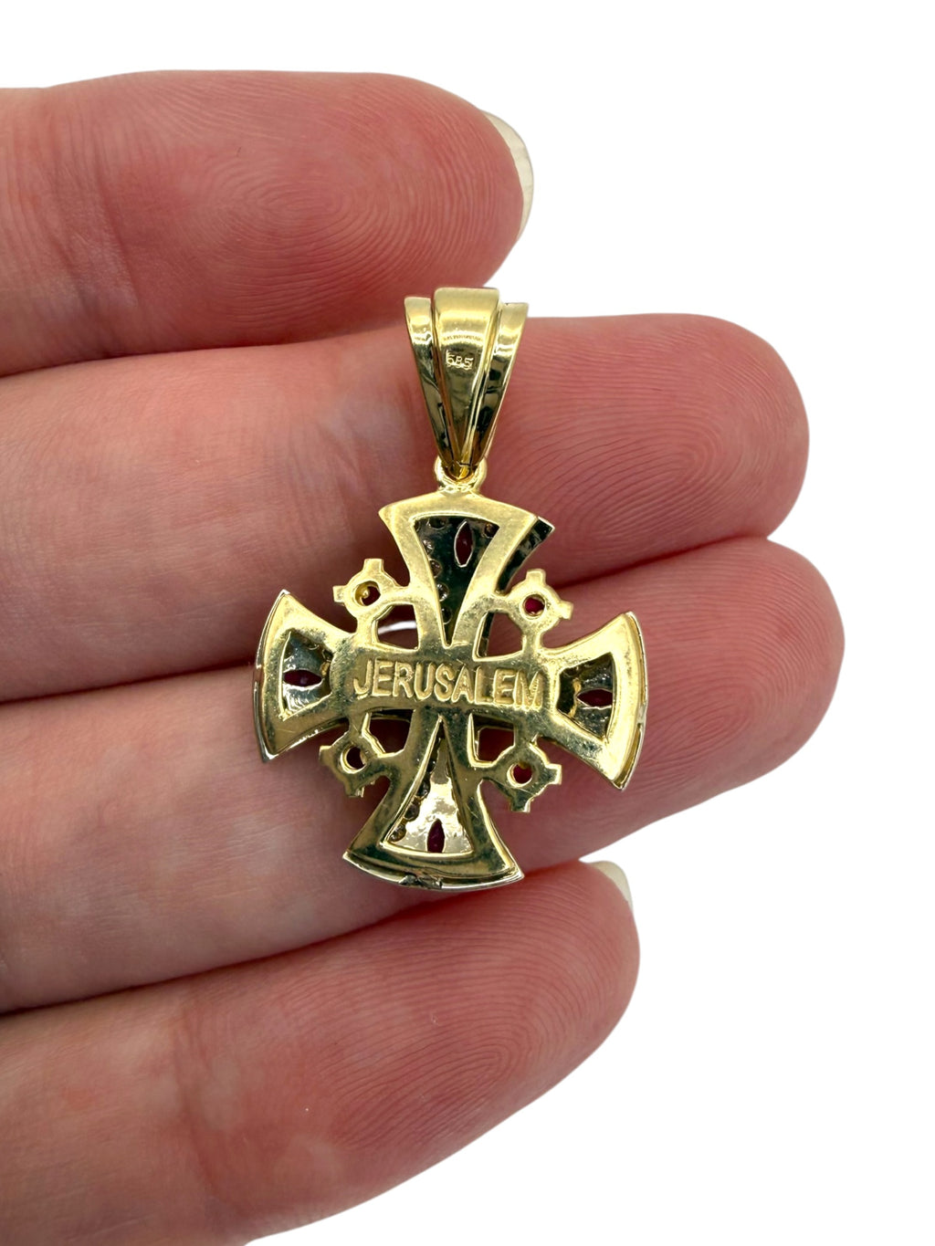 14k Diamond Ruby Cross