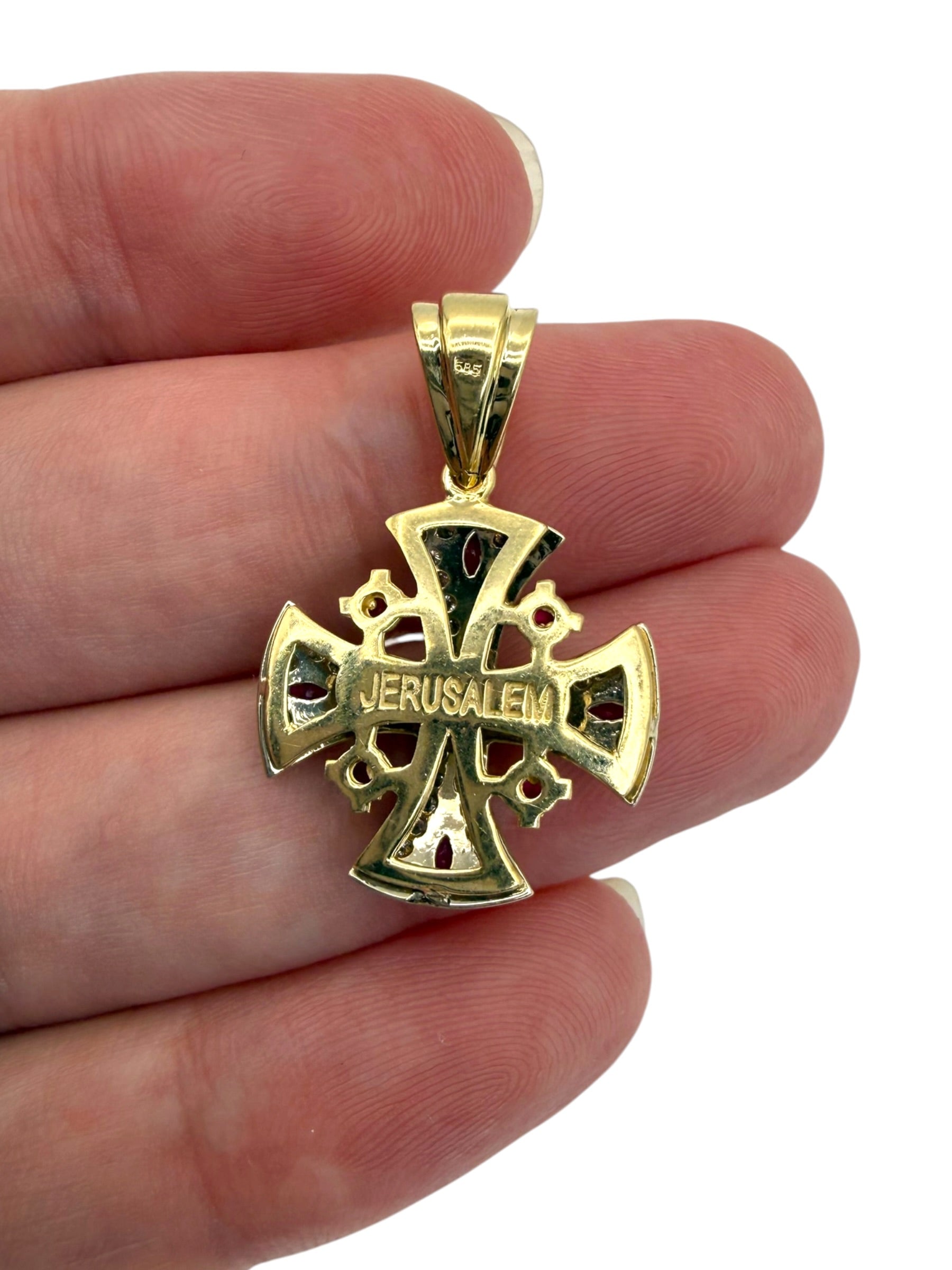 14k Diamond Ruby Cross