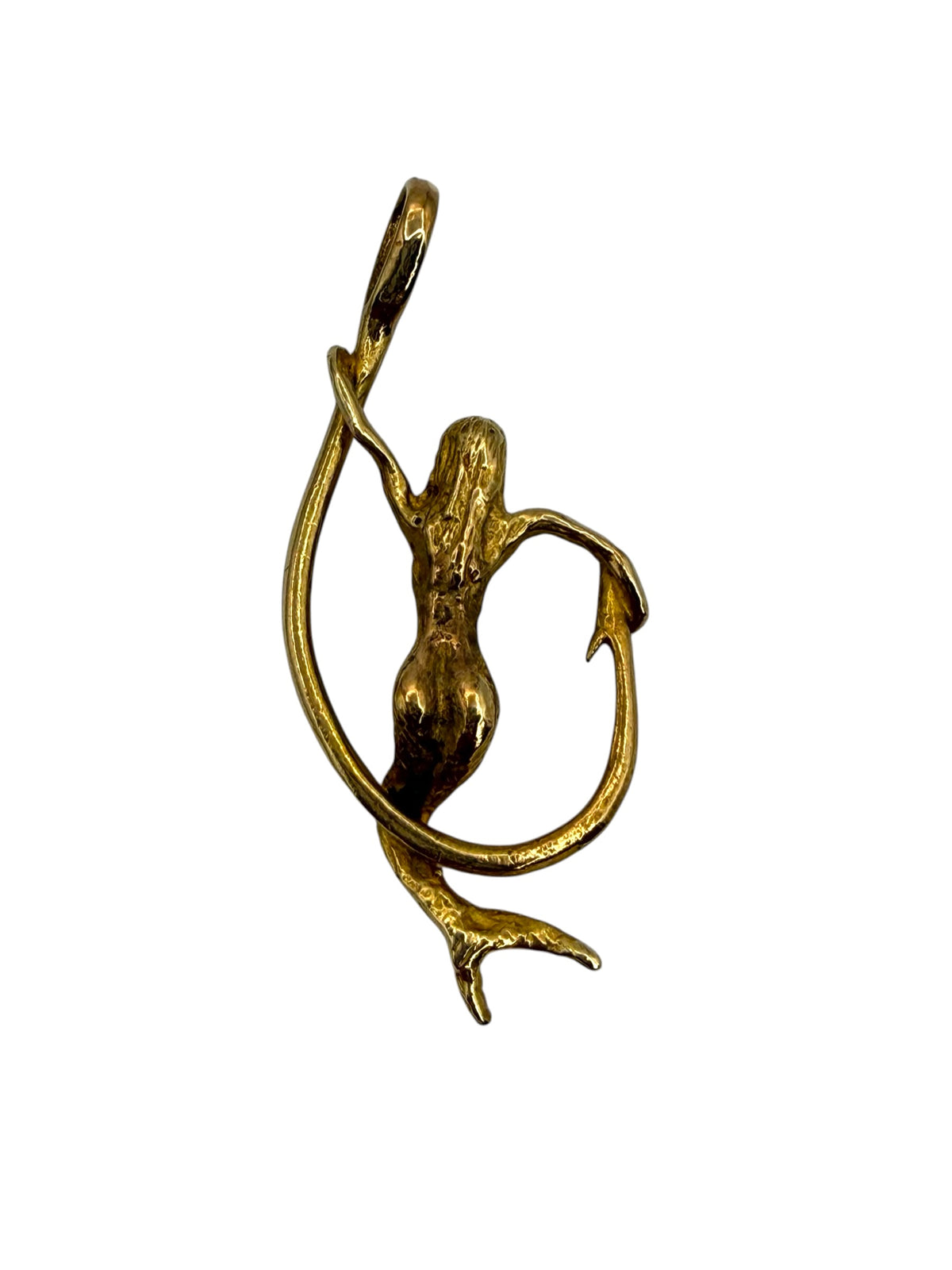 14k Mermaid on Hook Pendant