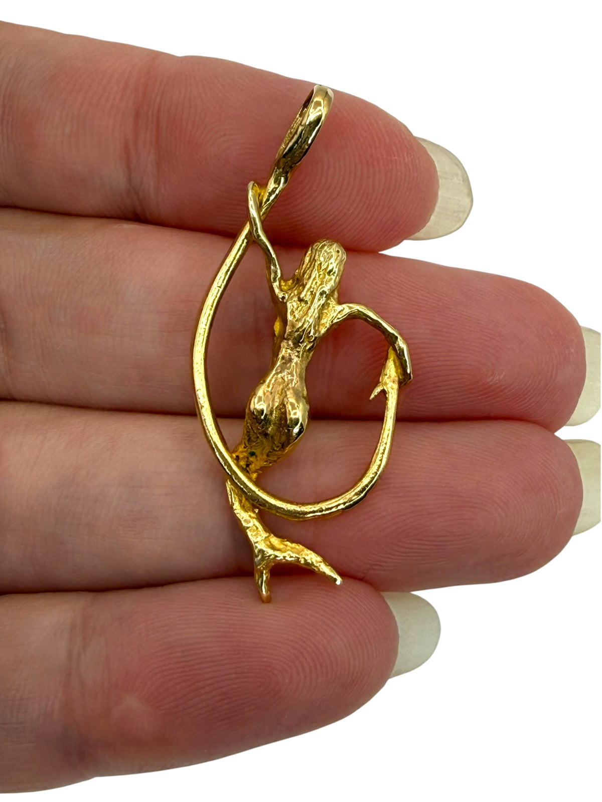 14k Mermaid on Hook Pendant
