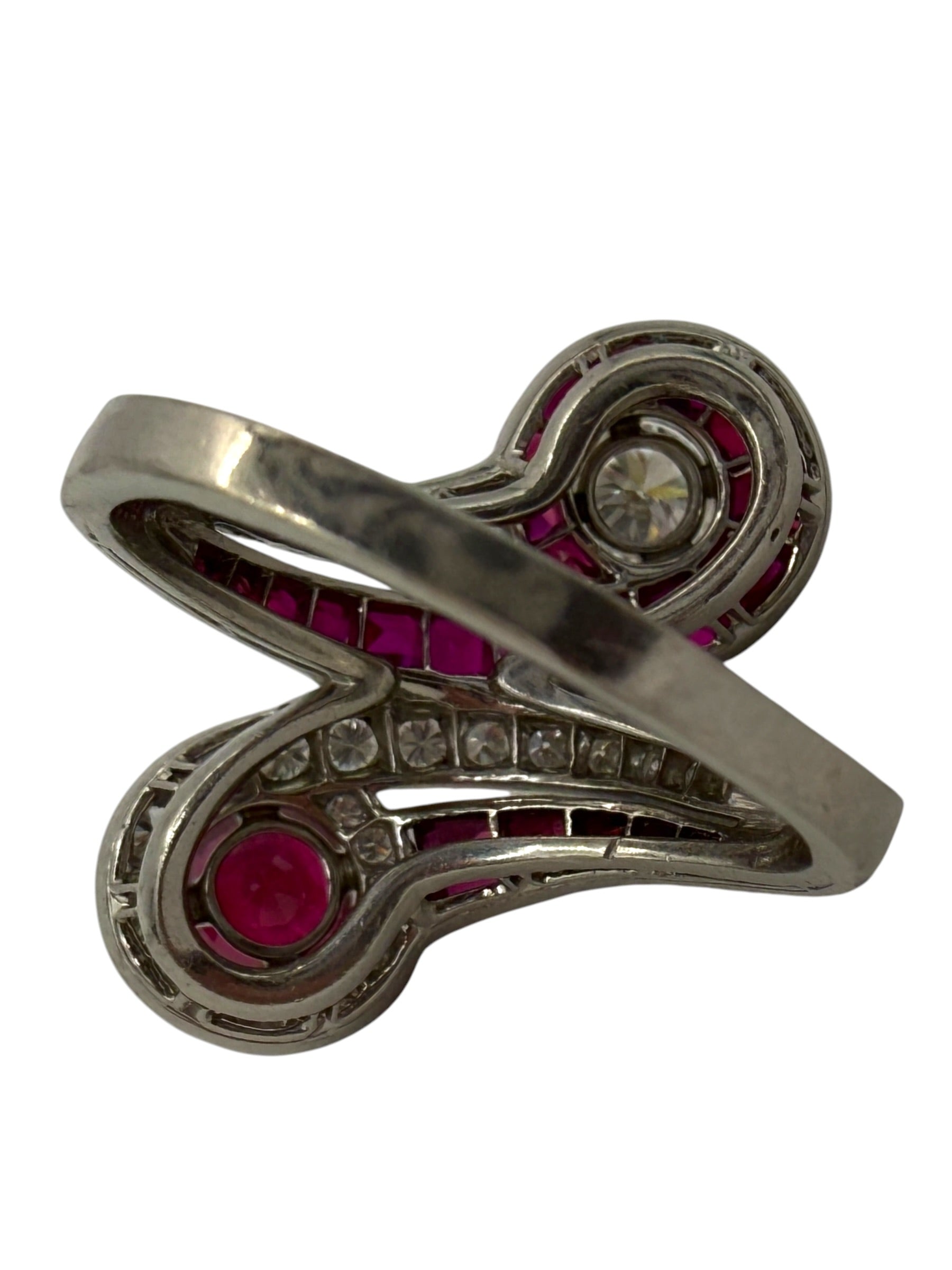 Platinum Ruby Diamond Toi et Moi Ring