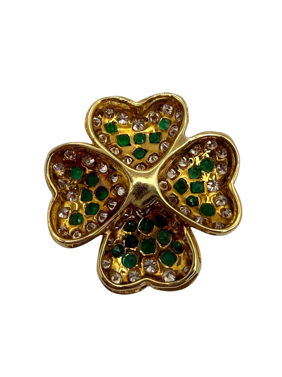 18k Emerald Diamond Clover Pendant