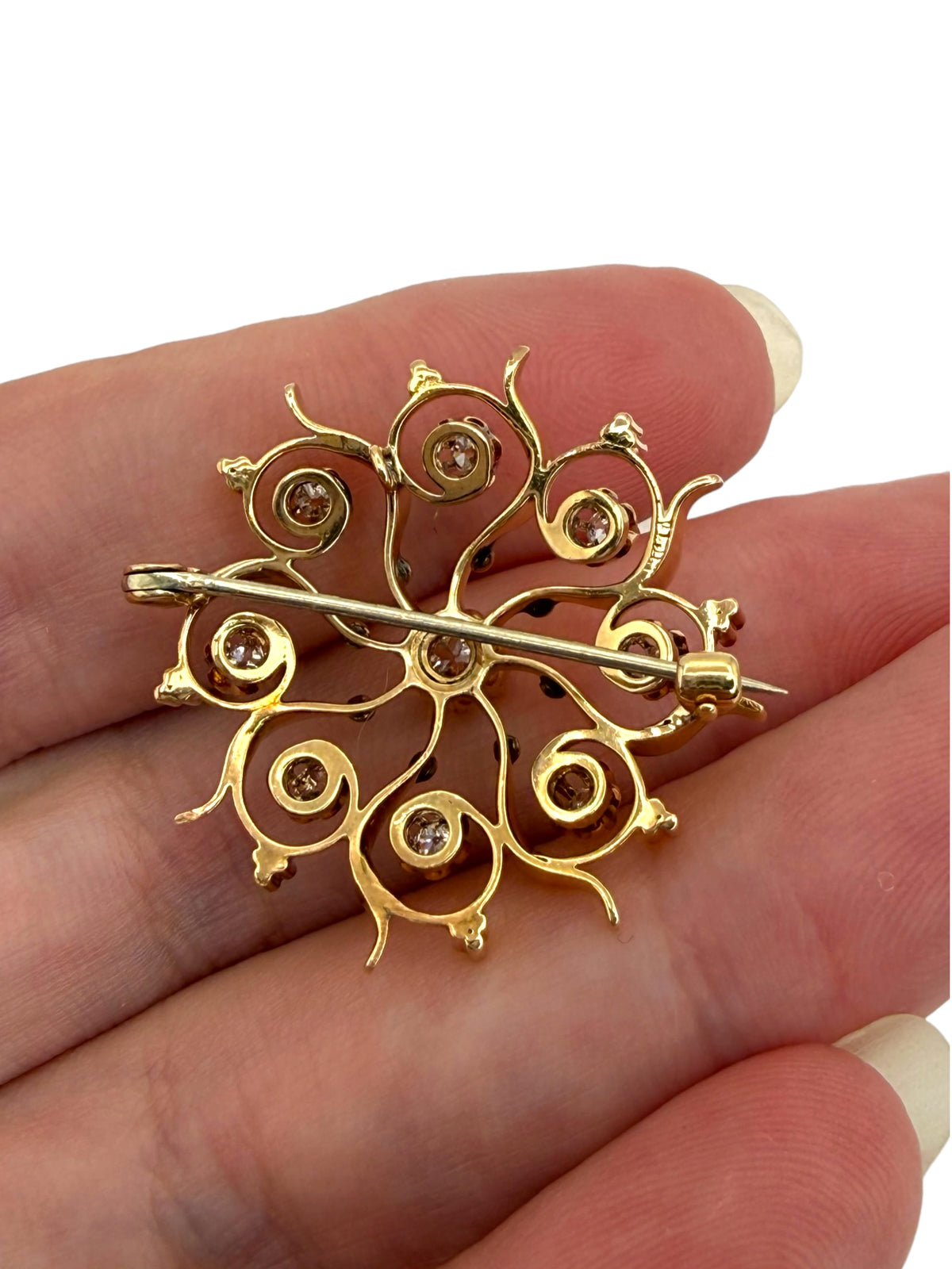 14k Diamond Pinwheel Brooch