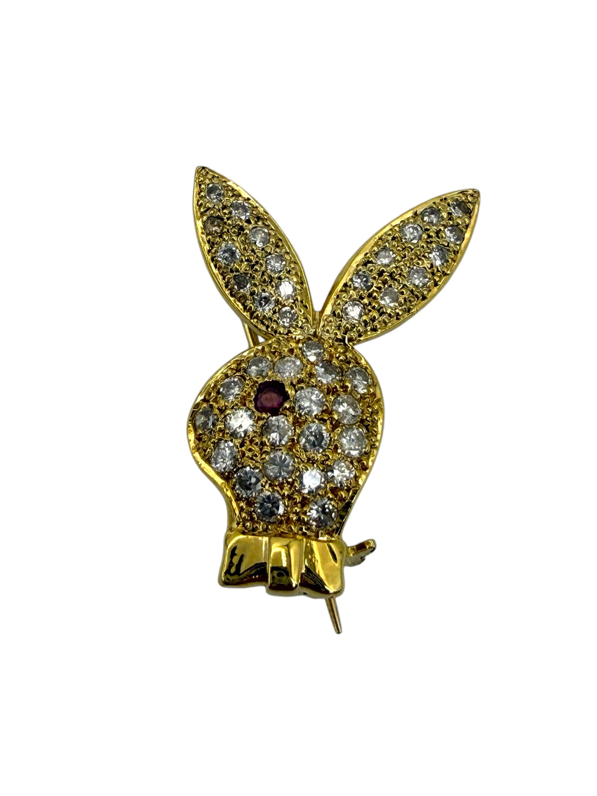 18k Diamond Bunny Head Brooch
