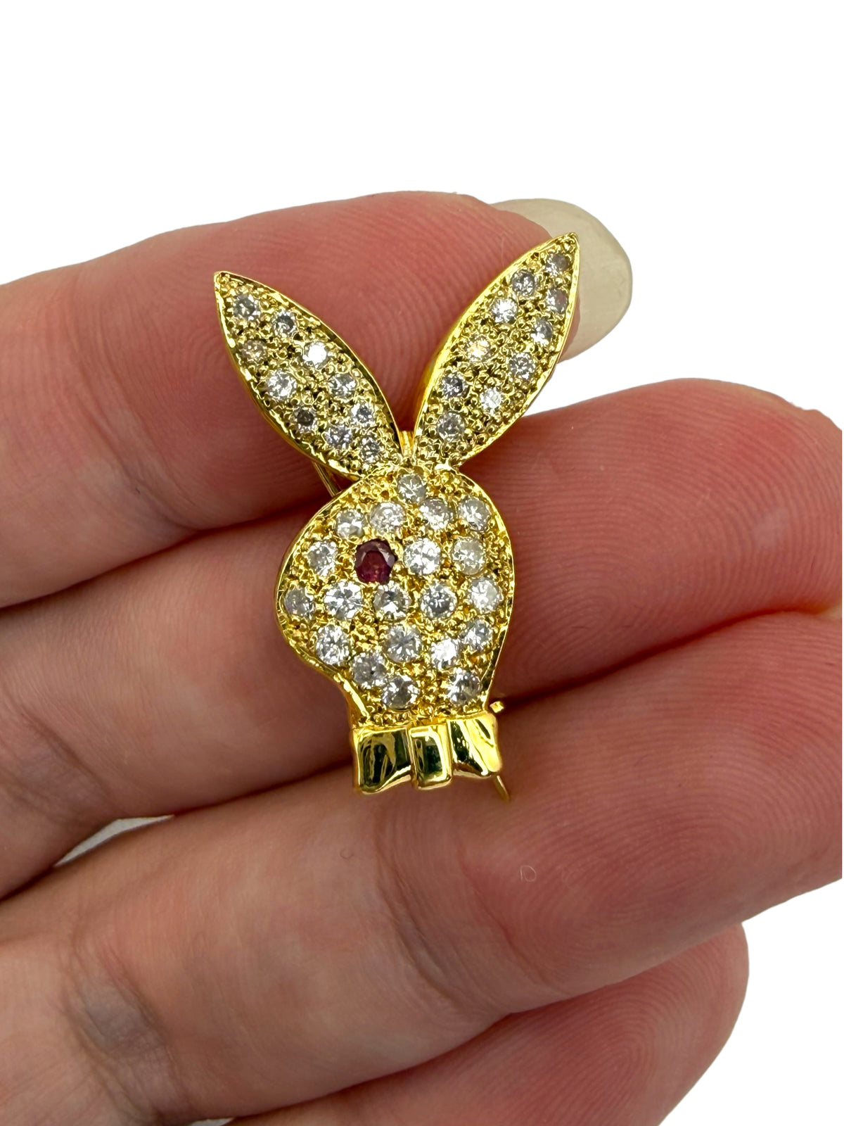18k Diamond Bunny Head Brooch