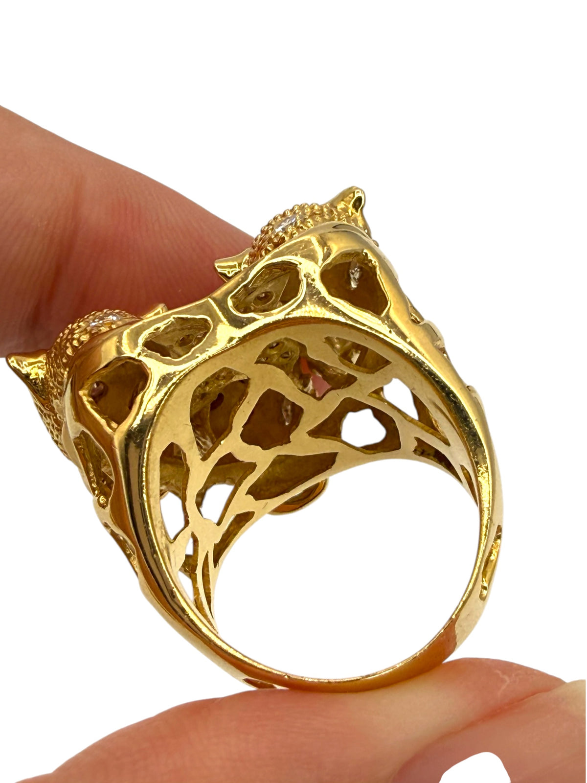 18k Diamond Panther Head Cerberus Ring