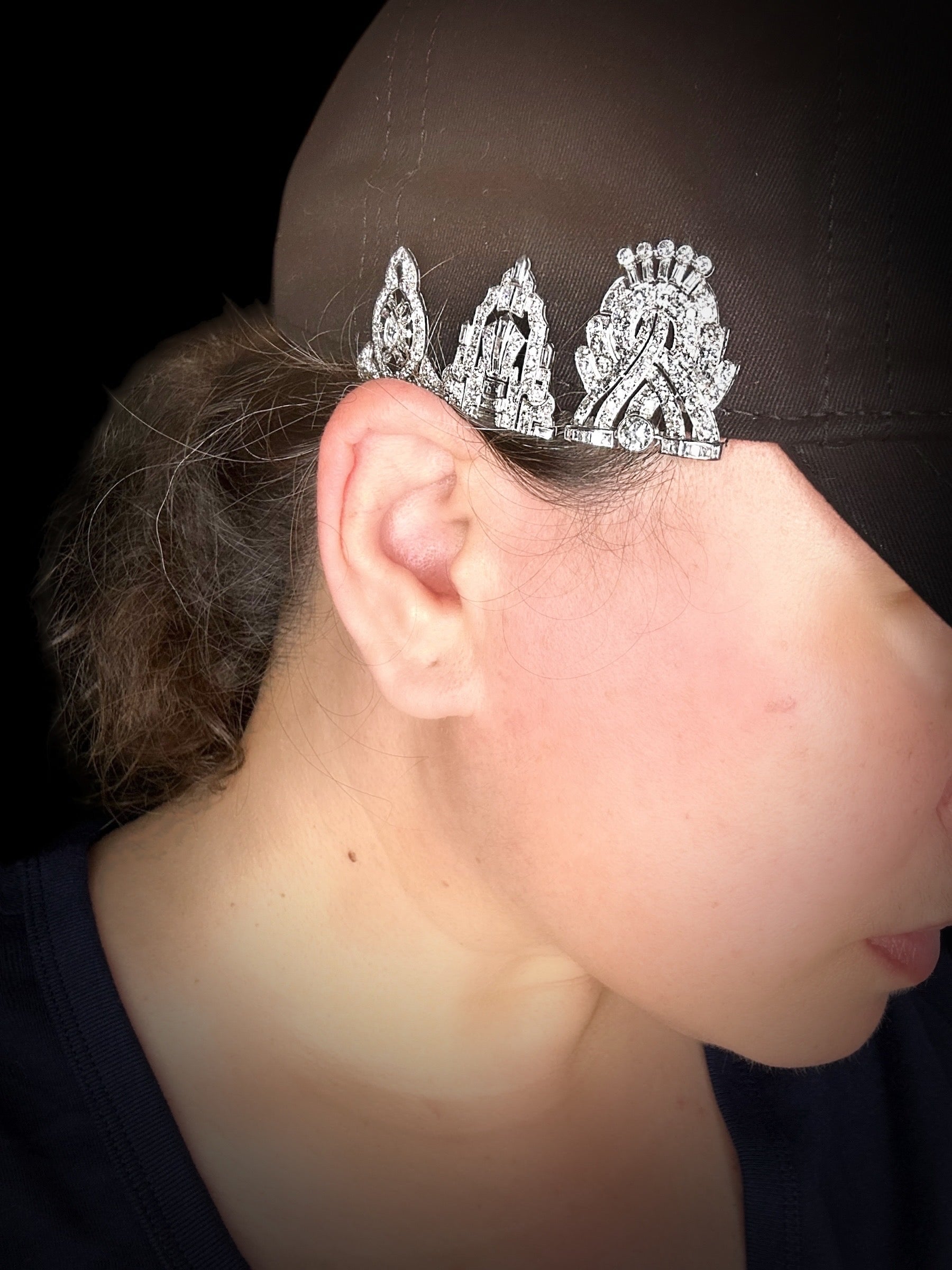 Platinum Diamond Dress Clips/ Double Brooch