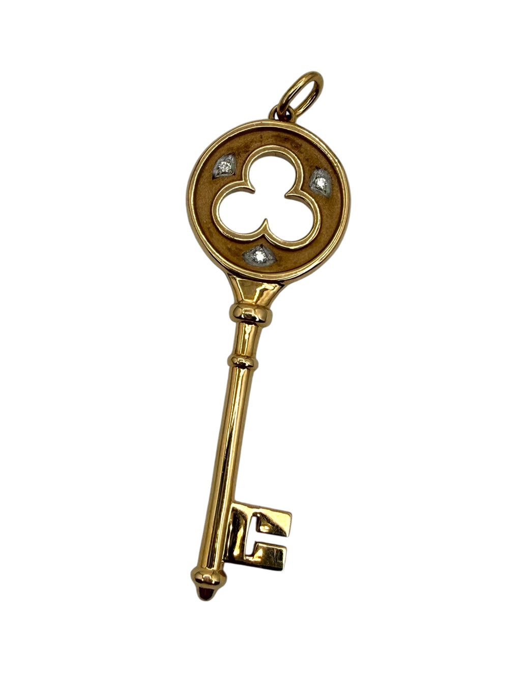 18k Tiffany Diamond Trefoil Key Pendant