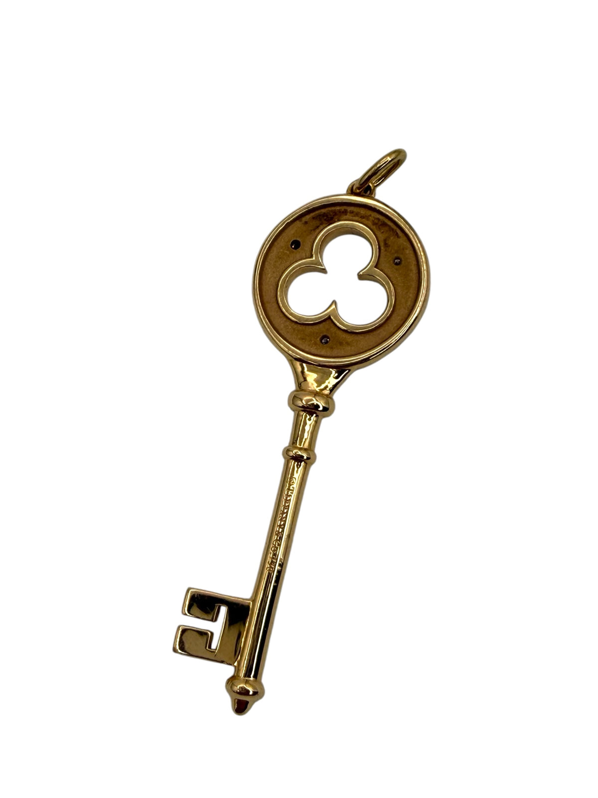 18k Tiffany Diamond Trefoil Key Pendant