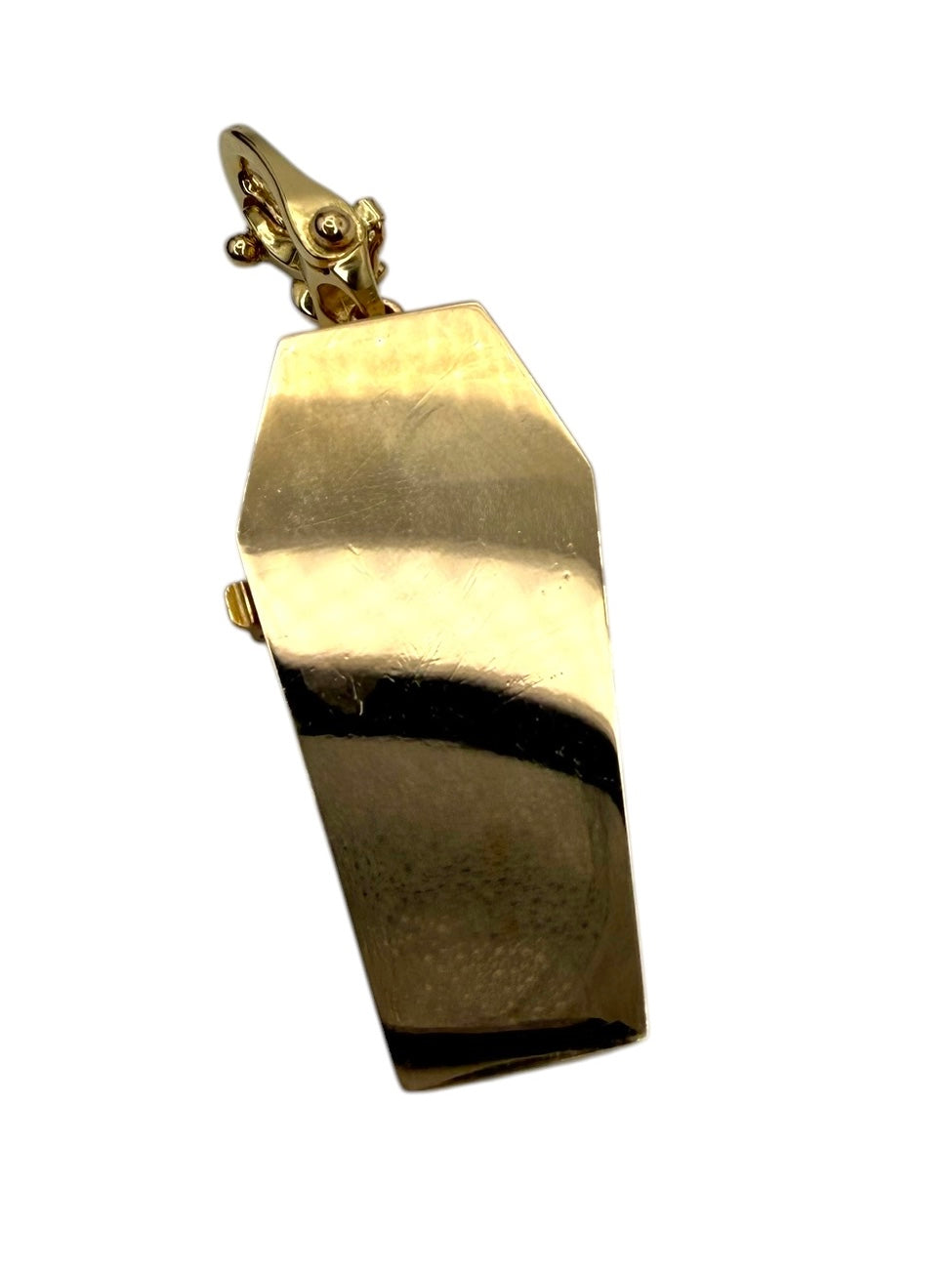 14k White Enamel Coffin and Skeleton