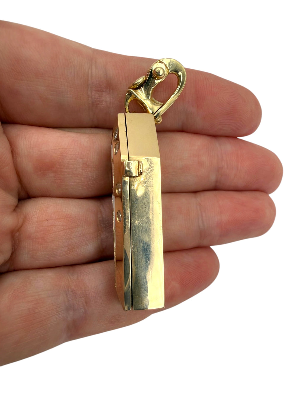 14k White Enamel Coffin and Skeleton