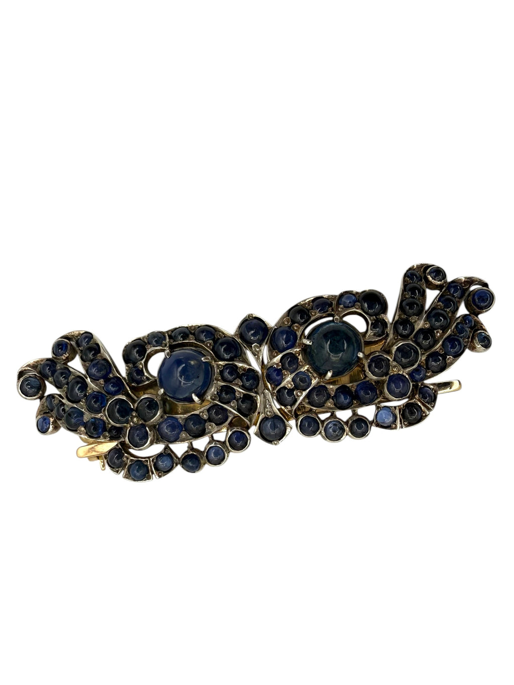 Retro 14k/ Silver Sapphire Brooch/ Earrings