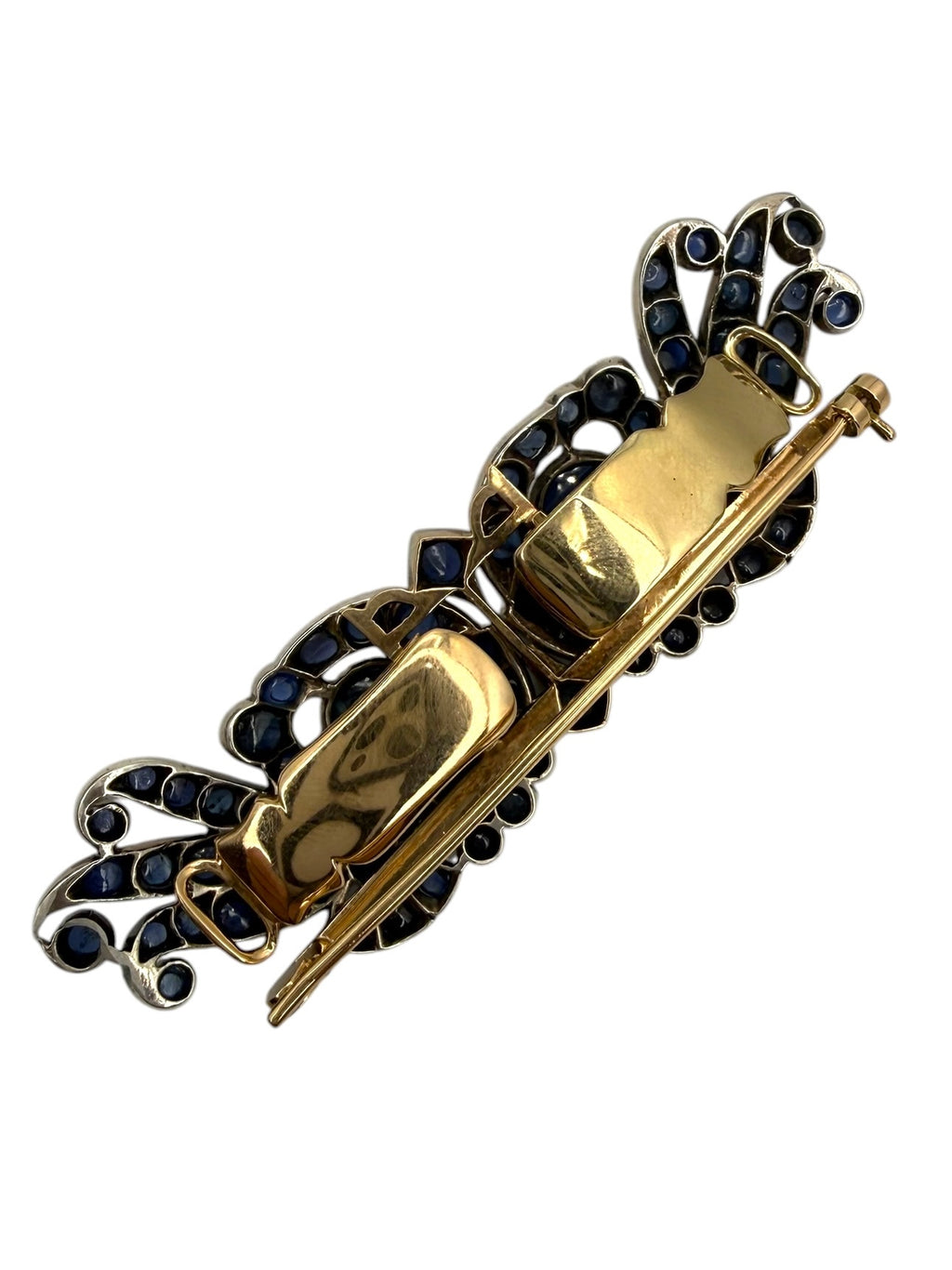 Retro 14k/ Silver Sapphire Brooch/ Earrings