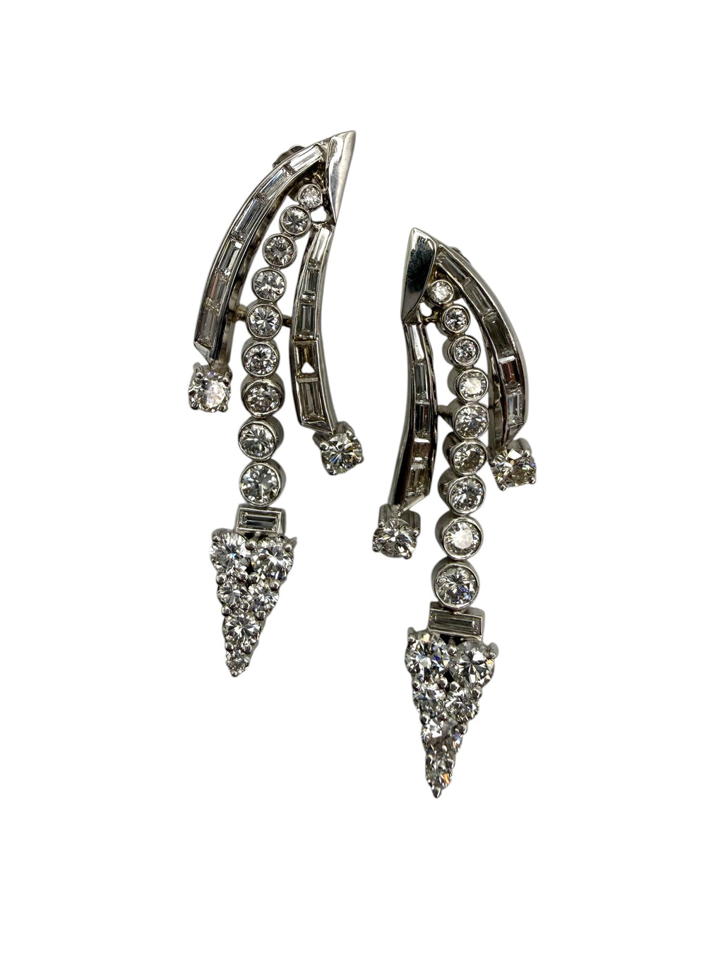 Platinum Diamond Arrow Earrings
