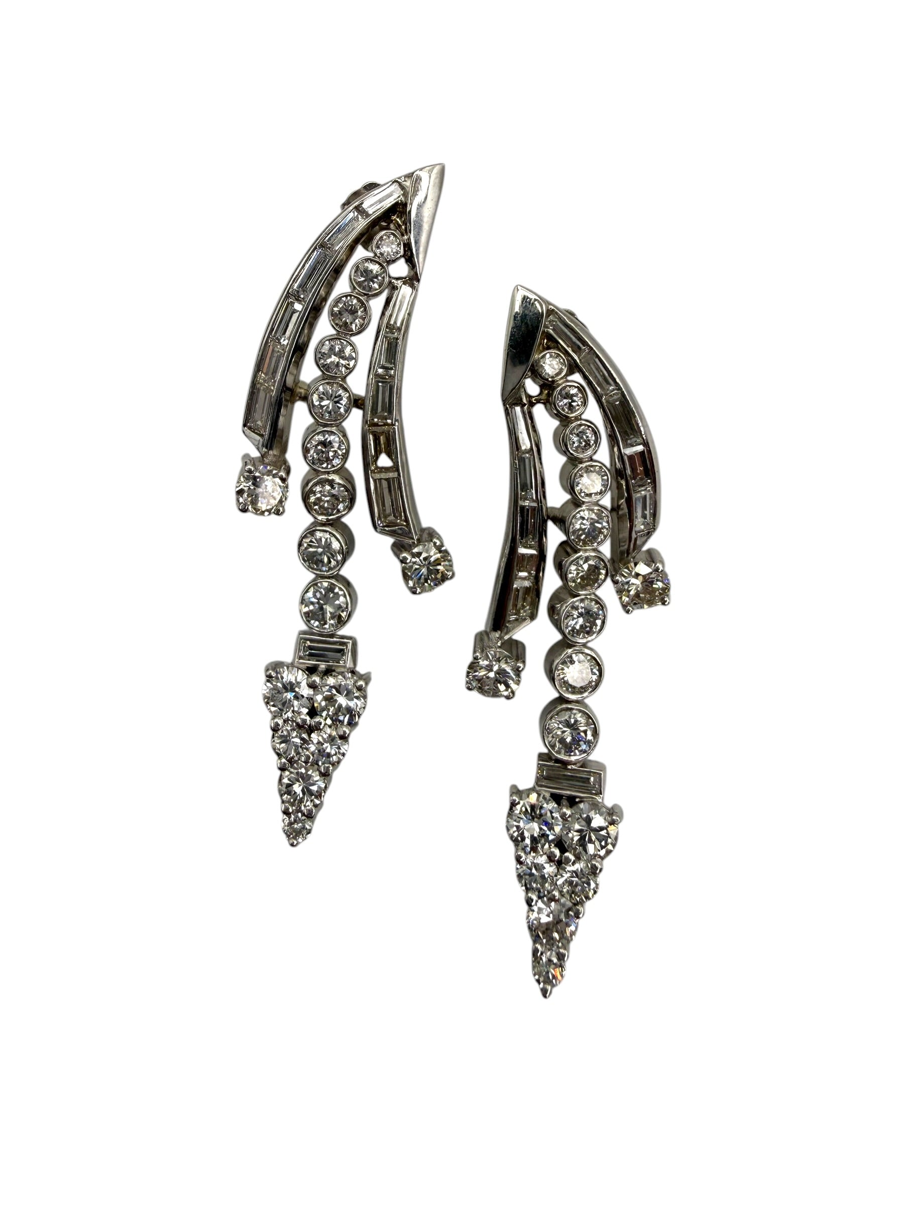 Platinum Diamond Arrow Earrings