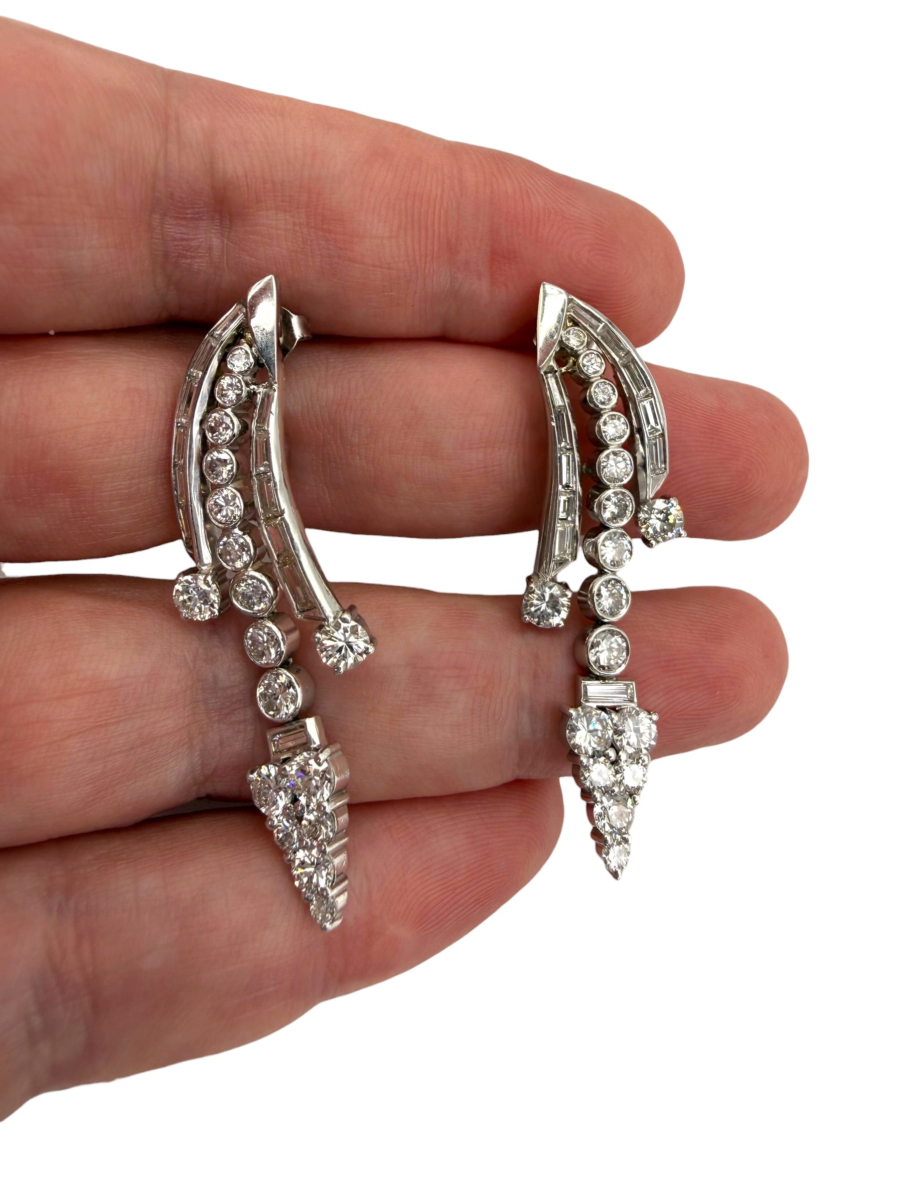 Platinum Diamond Arrow Earrings