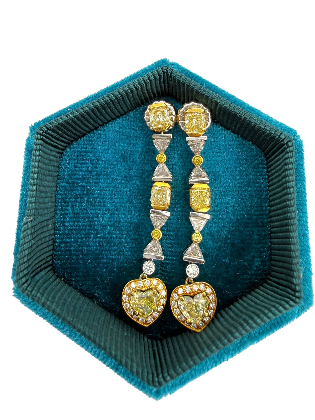 18k Diamond Heart Drop Earrings