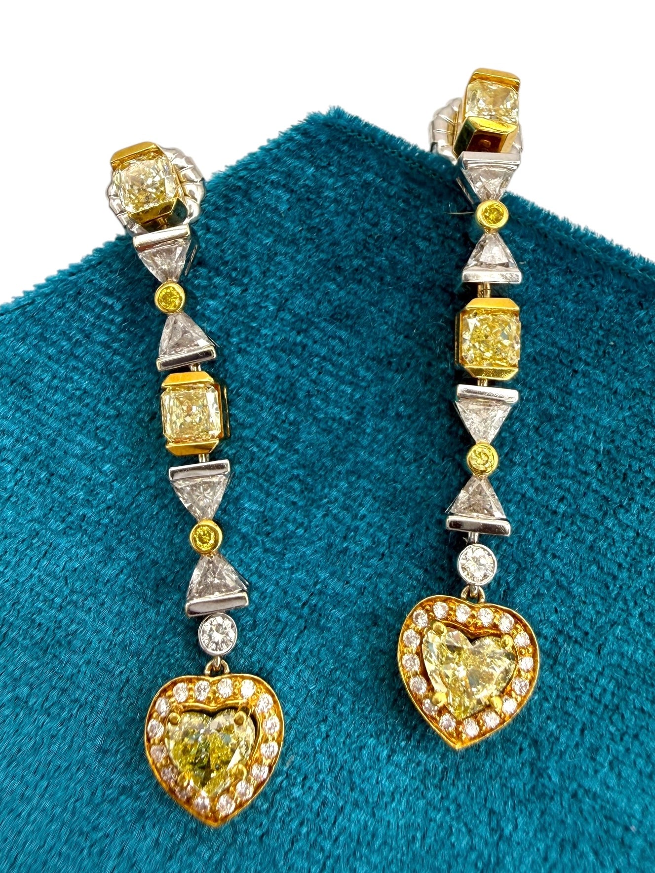 18k Diamond Heart Drop Earrings
