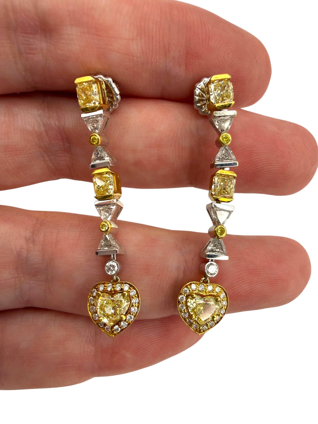 18k Diamond Heart Drop Earrings