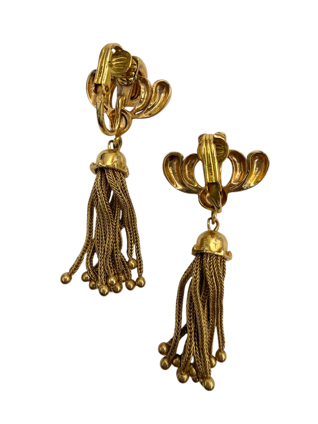 14k Tassel Clip-on Earrings