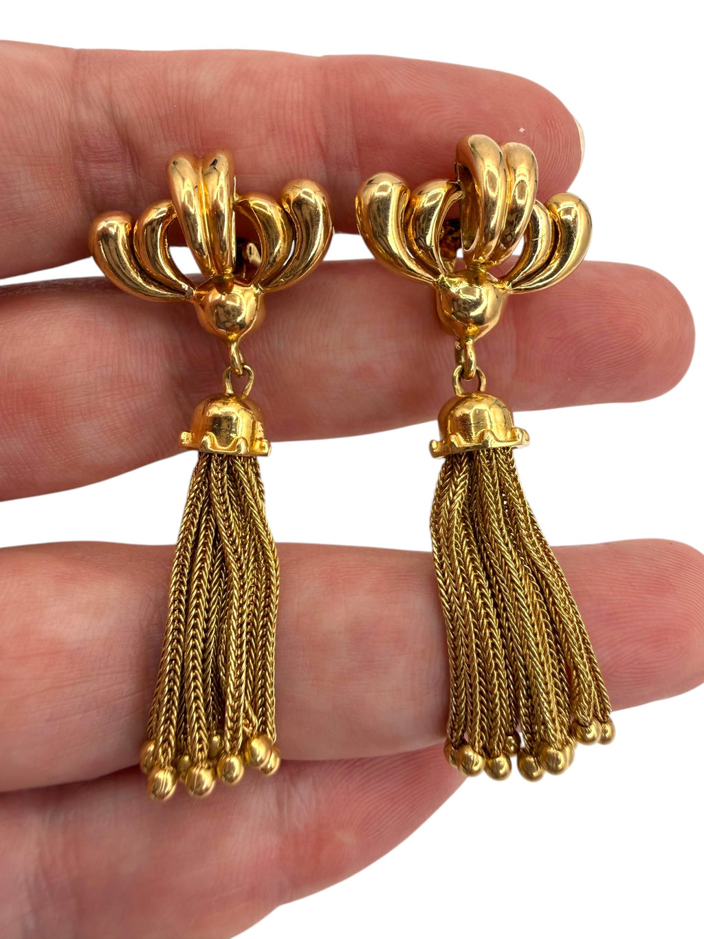 14k Tassel Clip-on Earrings