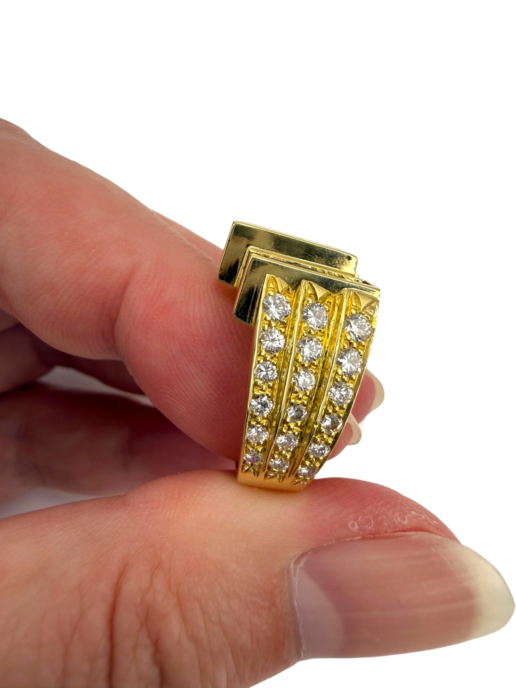 18k Ruby Diamond Geometric Ring