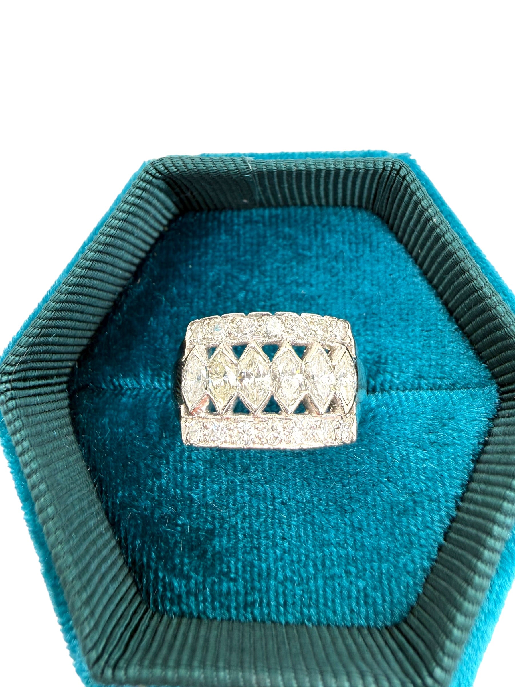 Platinum Diamond Marquis Band Ring