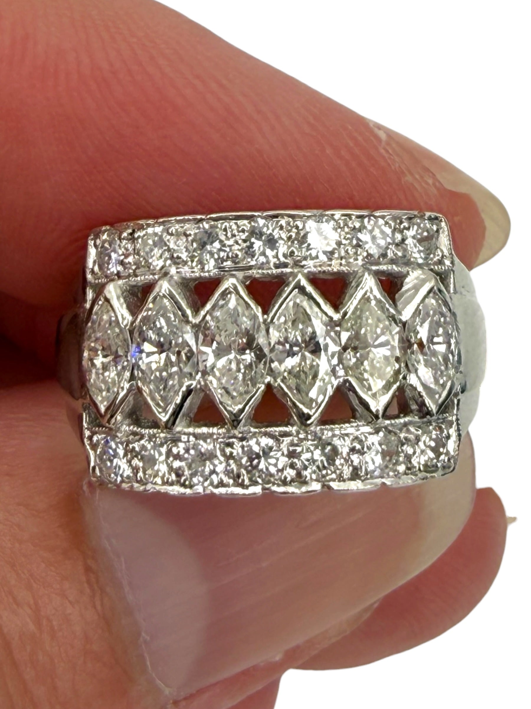 Platinum Diamond Marquis Band Ring