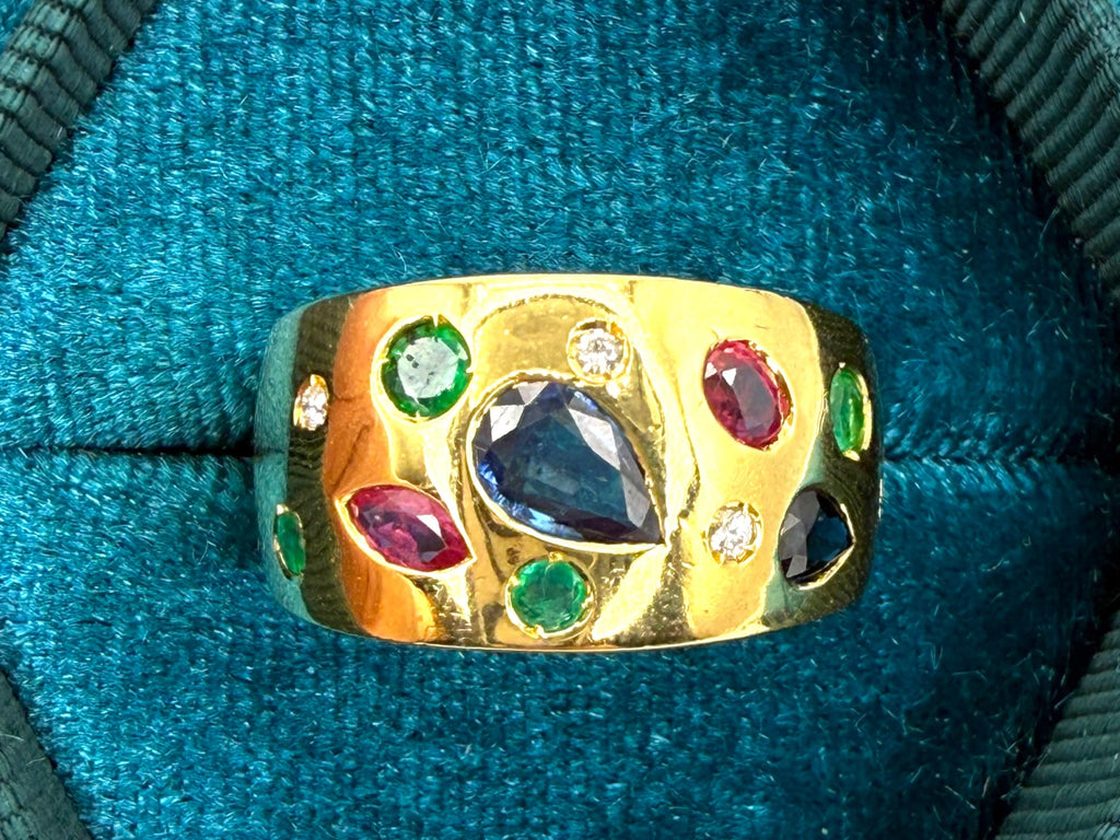 18k Multi-Gemstone Band Ring