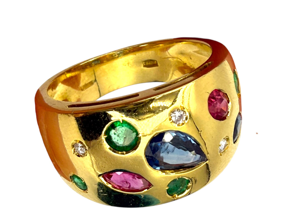 18k Multi-Gemstone Band Ring