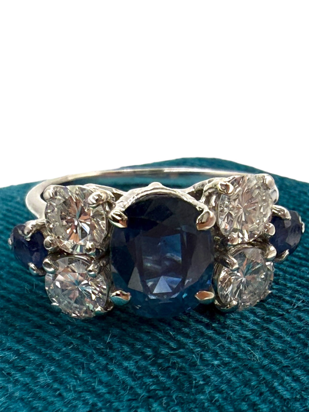 14k Sapphire Diamond Bow Cluster Ring