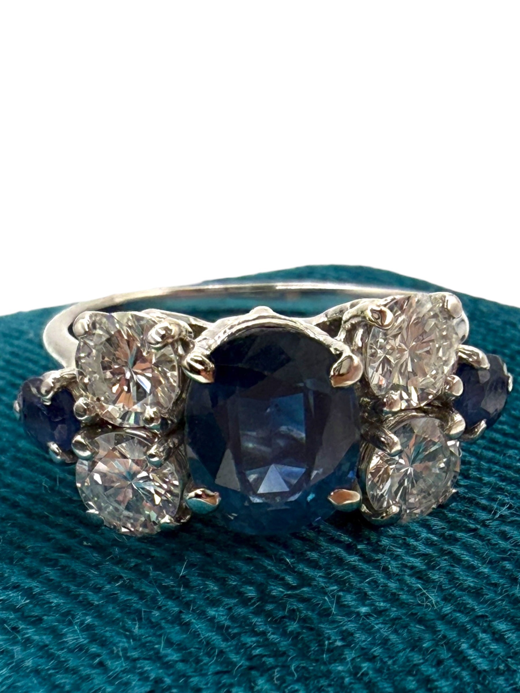 14k Sapphire Diamond Bow Cluster Ring